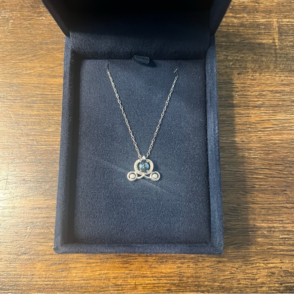 Disney Enchanted Blue Topaz Carriage Necklace